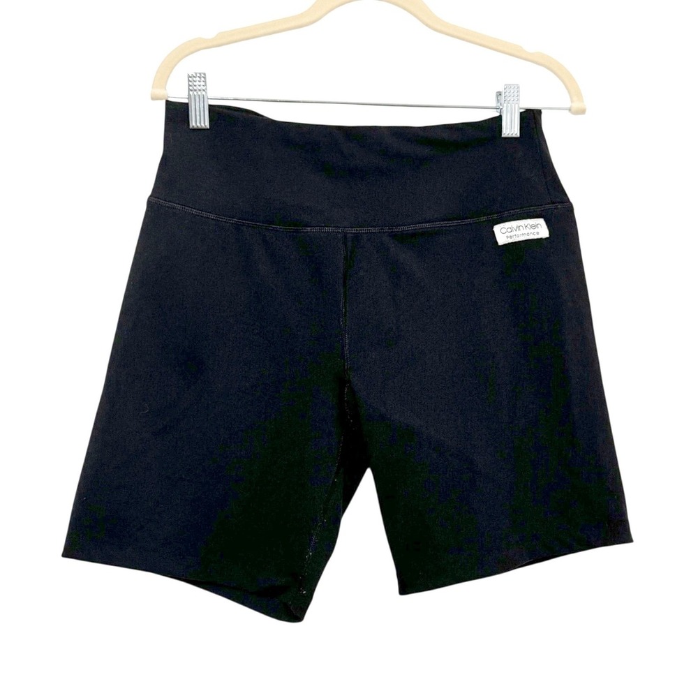 Calvin Klein Performance Black High Waisted Biker Shorts Women Large PFJOHB1027